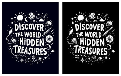 Hidden Treasures Typography T-shirt 3d animation app branding design graphic design illustration logo motion graphics typography ui ux vector