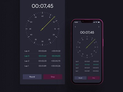 Stopwatch - mobile app app app design application design graphic design ui ui design