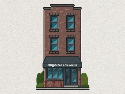 Philly Eats: Angelo's Pizzeria 2d angelos architecture building drawing illustration mario philadelphia philly pizza pizzeria restaurant rowhome south philly whimsical zucca