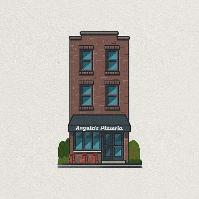 Philly Eats: Angelo's Pizzeria 2d angelos architecture building drawing illustration mario philadelphia philly pizza pizzeria restaurant rowhome south philly whimsical zucca