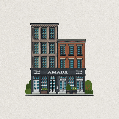 Philly Eats: Amada 2d amada architecture building drawing facade food foodie illustration jose garces mario old city philadelphia philly restaurant spanish whimsical zucca