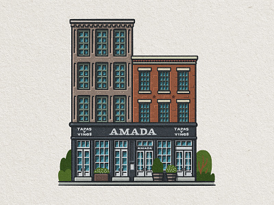 Philly Eats: Amada 2d amada architecture building drawing facade food foodie illustration jose garces mario old city philadelphia philly restaurant spanish whimsical zucca