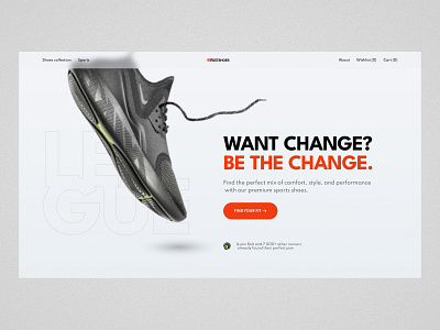 Shoe shop hero 1st league fast hero hero section landing landing page runners shoes sport strong color swoosh ui