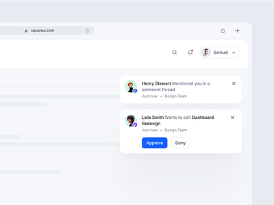 Notification Cards - SquareUi activity design system figma notification product design toast ui ux web design
