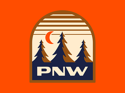 PNW Retro Badge badge branding icon moon oregon pacific northwest patch pnw retro retro badge retro branding retro design seattle tree tree icon vintage badge west coast