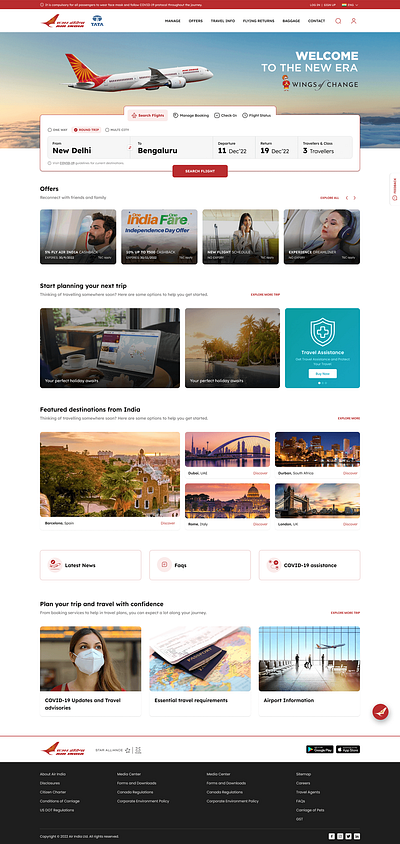 Air India branding interaction design ui ux