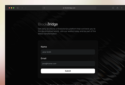 Blockbridge design framer portfolio template ui design waitlist website