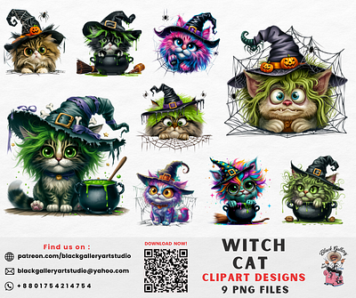 Witch Cat Clipart dog