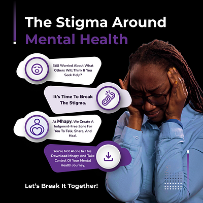 An Instagram Static Post Design: The Stigma Around Mental Health design idea flyer graphic design instagram post mental health static post vector