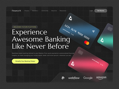 FinanceX - Finance Landing Page Website Design banking banking web design banking website design clean finance finance business finance landing page finance website financial financial website design fintech fintech web design fintech website design landing page minimal minimalism ui ux web design website