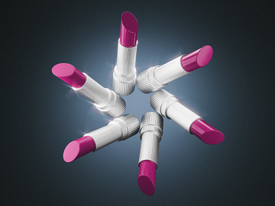 Lipstick Dance – Product Visualization 3d art 3d artist artwork branding cgi artist chrome color blend composition cosmetic brand design geometry glare gradients illustration lipstick render product design product photography sparkle visual art visual identity