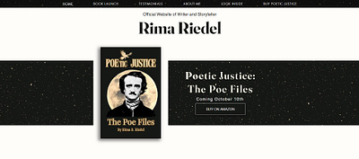 Rima Riedel's Portfolio Hero Section author book book release design hero portfolio space stars web design wix