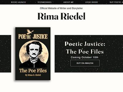 Rima Riedel's Portfolio Hero Section author book book release design hero portfolio space stars web design wix