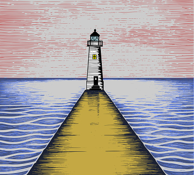 inky light doodle illustration ink lighthouse lineart noise pier shunte88 simple vector