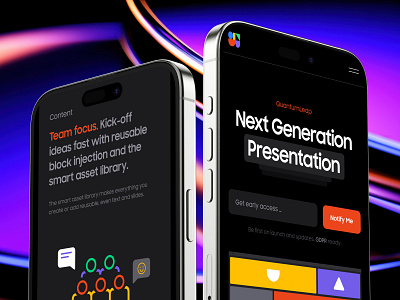 QuantumLeap landing page mobile app app mockup app presentations branding gumroad modern ui saas saas landing page saas web template team app team web ui ui8 uiux webdesign
