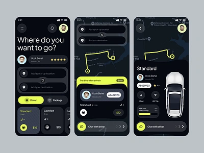 Neox - Online Taxi App app car dark mode dashboard design mobile app online taxi taxi taxi app ui uidesign user experience userinterface