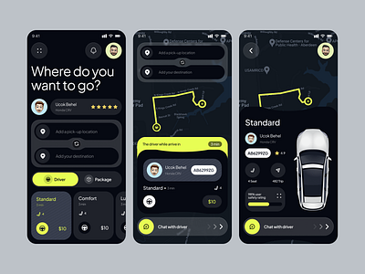 Neox - Online Taxi App app car dark mode dashboard design mobile app online taxi taxi taxi app ui uidesign user experience userinterface