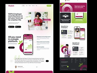 Radish Landing Page app branding dashboard design design graphic design illustration landing page design logo ui uiux web design