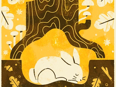 Day 14 - Burrow 🐇 autumn bunny burrow design digital illustration fall illustration nature peachtober24 peachtober24burrow rabbit robin sheldon stump