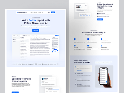 Police Narratives AI – Website for Report Writing ai ai police narratives writer ai report generator website ai report writing landing page ai tools for writing report ai writer ai writing ai writing assistant ai writing tool ai writing tool landing page artificial intelligence automation copy writing machine learning officer report writer saas product ui ux design web design