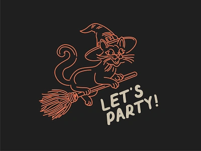 Let's Party! apparel branding cat clothing brand design graphic design halloween illustration logo merch merchandise sticker t shirt tee vector witchy