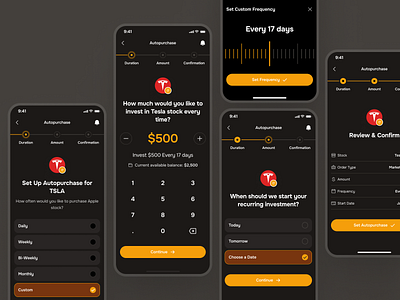 midasmind: AI Investing Roboadvisor App - Recurring Stock Buy clean finance companion finance ui kit investing app investing ui kit investment app investment ui kit minimal modern orange payment ui recurring investment recurring payment recurring ui roboadvisor app simple soft stock market app stock purchase ui yellow