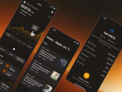 midasmind: AI Investing Roboadvisor App - Stock Price Details UI chart ui clean dark mode finance ui kit investing app investing ui kit investment app line chart minimal modern orange roboadvisor app simple stock details stock market app stock market ui stock price stock price ui stock ui yellow