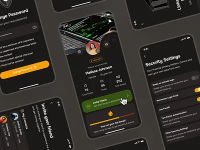 midasmind: AI Investing Roboadvisor App - Account Setting UIUX account setting clean dark mode finnace app investing app investing ui kit investment app minimal modern orange profile setting profile setting ui profile settings roboadvisor app setting settings simple soft user setting yellow