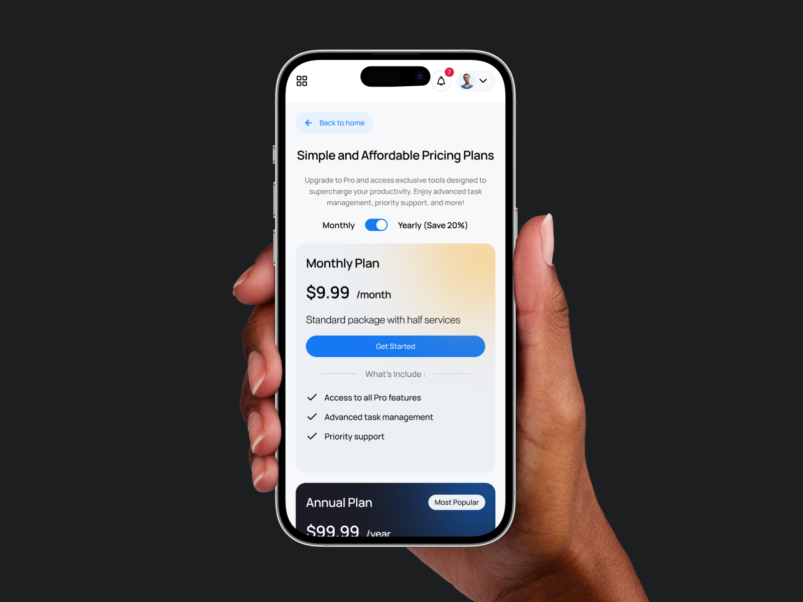 Upgrade to Pro - Tasktonic Task Manager branding dark dashboard dpopstudio employee flow gradient management mockup modern plan premium pricing pro task task manager tasktonic top up upgrade ux