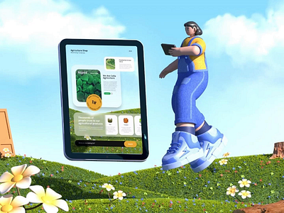 Creativity in the Meadow 3d 3d design animation character design illustration nature ui uiux