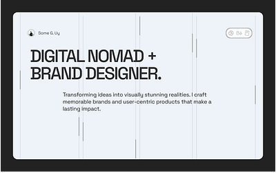 Minimalist Hero Section brand designer branding clean typography design digital nomad hero section hero section design minimal typography minimilist design portfolio portfolio hero portfolio hero section product design ui design user centric design ux ui web design