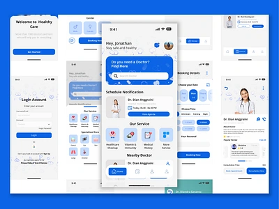 Medical App Concept Design: Healthy Care conceptdesign figma medical app design mobile app mobile app design ui uidesign uidesigner uiux uiuxdesign uiuxdesigner ux uxdesign uxdesigner