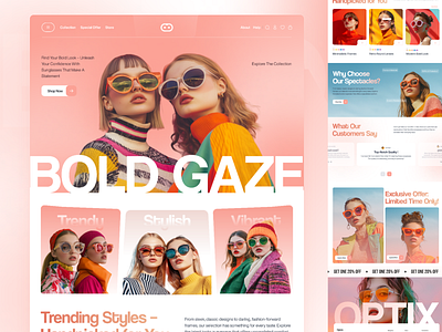 Optix-High engaging Bold eyewear landing page design eyeware landingpage sunglass ui ux