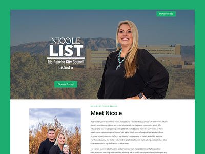 Nicole List for Rio Rancho City Council Landing Page astra astra pro elementor landing page political web website wordpress