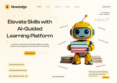 Nowledge AI Education Wb ai ai education website ai website app design artificial intelligence design education education website figma figma design landing page machine learning online school rifat ony skill development ui ux website design