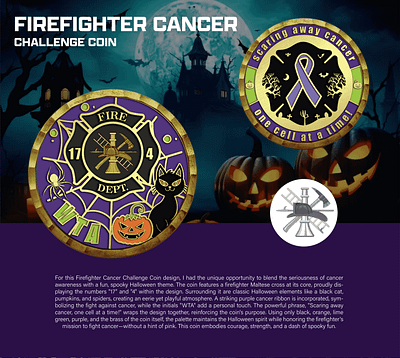 FIREFIGHTER CANCER CHALLENGE COIN 3d animation branding coin crypto design graphic design illustration logo ui