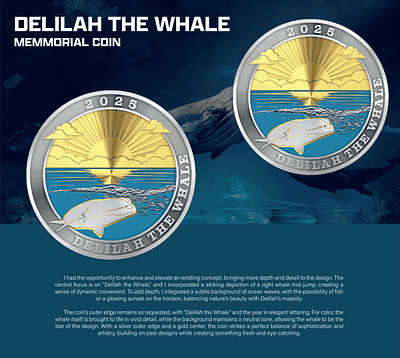 DELILAH THE WHALE MEMORIAL COIN 3d animation branding coin crypto design graphic design illustration logo ui