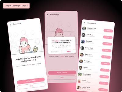 Daily UI Challenge #52 - A screen to invite your contacts daily ui challenge design hype 4 academy square.one ui ux ux design