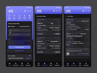 UTS Mobile App Redesign app application branding design figma figmadesign indianrailway logo mobileapp redesign ticketbooking ticketbookingapp ui uts utsapp ux