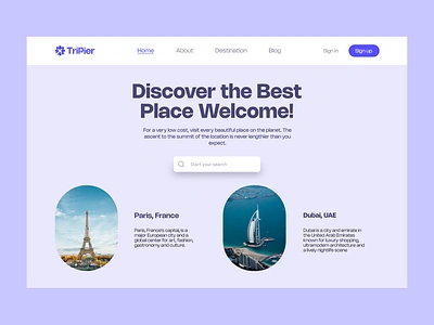 Tripier - Travel Agency Website Design design ui dubai landing page paris travel agency travel agency website travel blog travel guide travel landing page travel web travel website traveling traveller ui design ui ux web design website website design