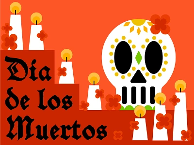 Dia de los muertos candles dia de los muertos fall halloween illustration marigold ofrenda skull