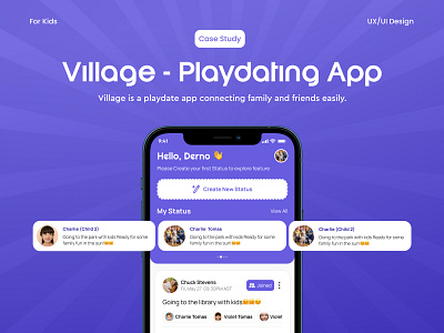 Village - A Playdating Mobile App for Kids abstract logo app design clean ui branding design logo ui ux