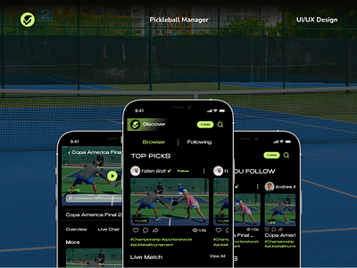 Pickleball App UI branding design graphic design pickleball app pickleball ui sports app sports app ui ui ui shot