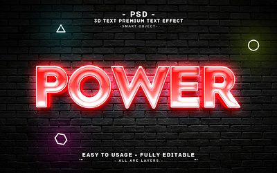 Power'' 3D Editable PSD Text Effect Style 3d action brand editable text power 3d text effect psd stylr text text effect