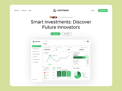 Capstream Investment SaaS based landing page biding branding dashboard graphic design illustrations investment investors logo saaslandingpage startup ui ux