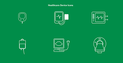 Healthcare Device Icons blood pressure monitor icon design device icons ecg machine icon glucometer icon graphic design healthcare device icons healthcare icons icons illustration iv bad icon mri machine icon svg ui ultrasound scanner icon