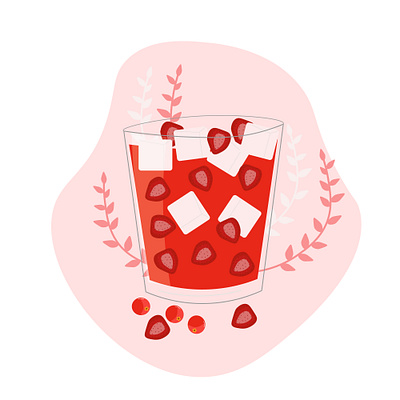 Vector illustration of strawberry juice or mojito