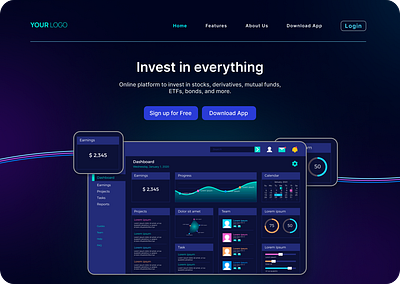 Trading Platform Webpage UI Design branding graphic design logo ui