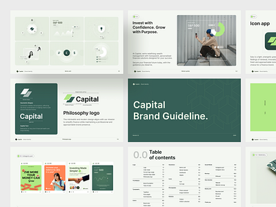 Capital - Finance Brand Guideline. b2b brand branding company finance guideline hook illustration insurance logo pitch deck presentation social media post visual identity wealth