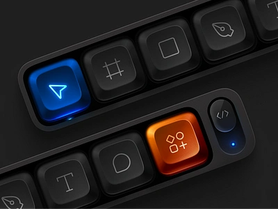 3D Figma Toolbar 3d apple bar blue button dark figma glow icon keyboard keys mac orange switch tool tools type ui